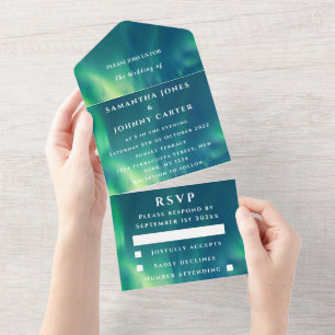 Aurora Starry Night Stars Sky Elegant Wedding All In One Invitation
