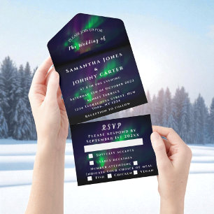 Aurora Starry Night Stars Sky Wedding All In One I Invitation