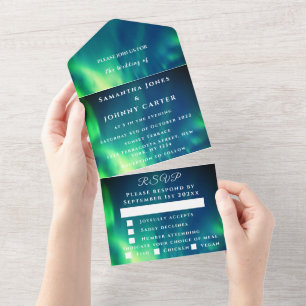 Aurora Starry Night Stars Sky Wedding All In One Invitation