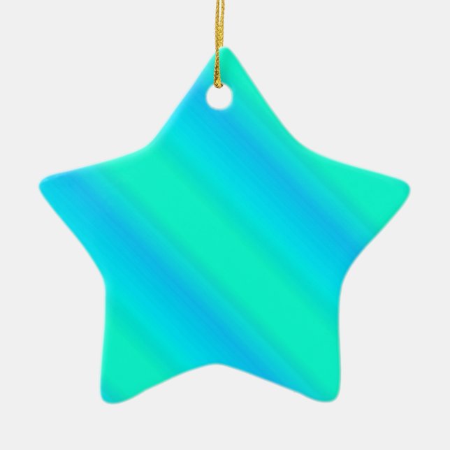 Aurora stripes - blue, aqua, turquoise ceramic ornament (Front)