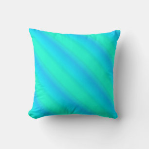 Aurora stripes - blue, aqua, turquoise throw pillow