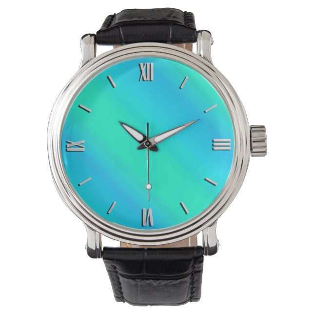 Aurora stripes - blue, aqua, turquoise watch (Front)