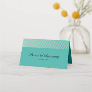Aurora Turquoise Stripes Wedding Place Card
