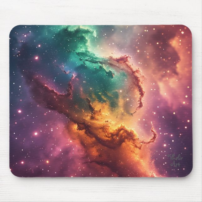 Aurora Veil Nebula Design Mouse Pad (Front)