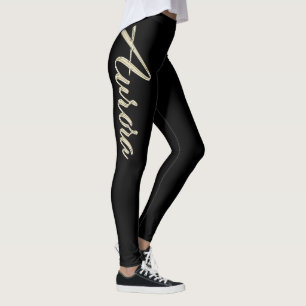 Aurora white gold Handwriting trousers Leggings