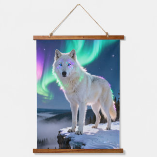 Aurora Wolf Canvas Print: A Majestic Winter Scene Hanging Tapestry