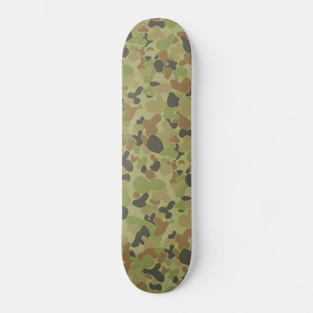 Aus green camouflage skateboard (Front)