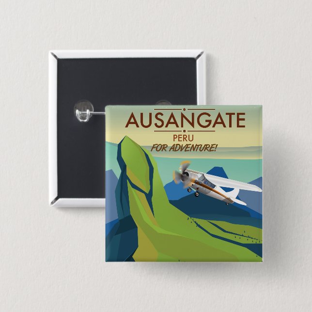 Ausangate Peru.  Into Adventure! 2 Inch Square Button (Front & Back)