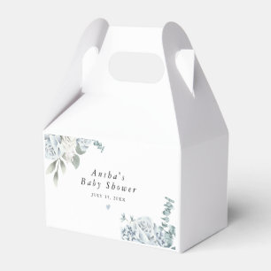 AUSHA Dusty Blue Floral Boy Baby Shower Favor Box