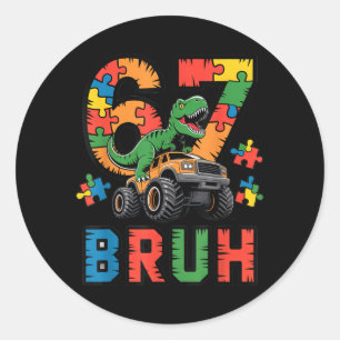 Ausim Six Seven Bruh Dino Autism Awreness 67 Meme Classic Round Sticker