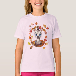 AUsome Autumn   Cute Zebra Autism Awareness Fall  T-Shirt