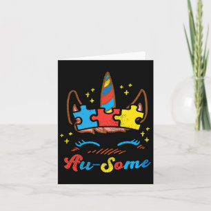 Ausome Unicorn Face Puzzle Autism Awareness Asl Gi Card