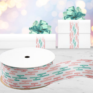 Auspicious Cloud Bands in Teal and Flamingo Grosgrain Ribbon