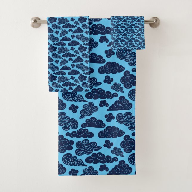 Auspicious Clouds Chinese Pattern Choose Colour BT Bath Towel Set (Insitu)