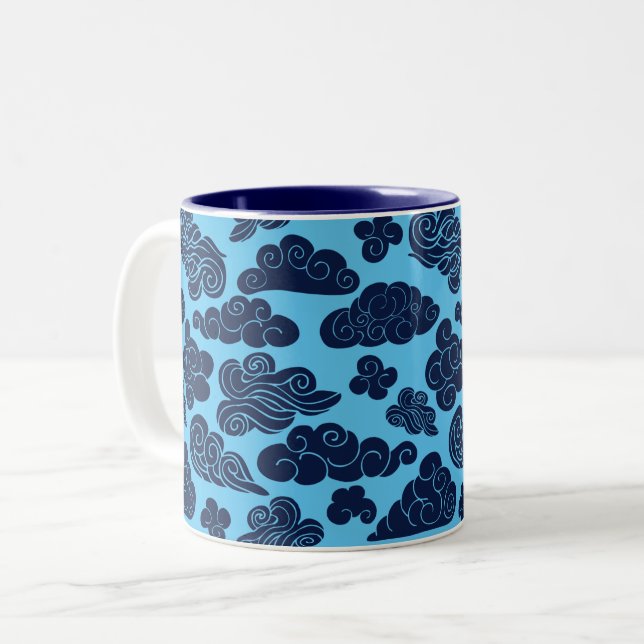 Auspicious Clouds Traditional Chinese Pattern 2TM Two-Tone Coffee Mug (Front Left)