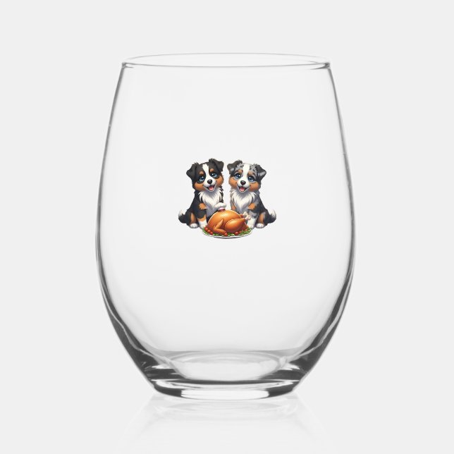 Aussie 184 Thanksgiving Classic T-Shirt.png Stemless Wine Glass (Front)