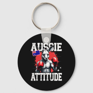 Aussie Attitude Funny Kangaroo Boxing Australia Bo Keychain