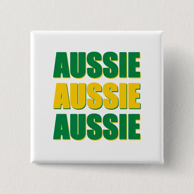 Aussie Aussie 2 Inch Square Button (Front)