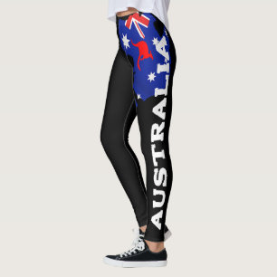 Aussie Australia Flag Leggings for Women & Girls