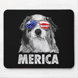 Aussie australian shepherd 4th of july merica mouse pad