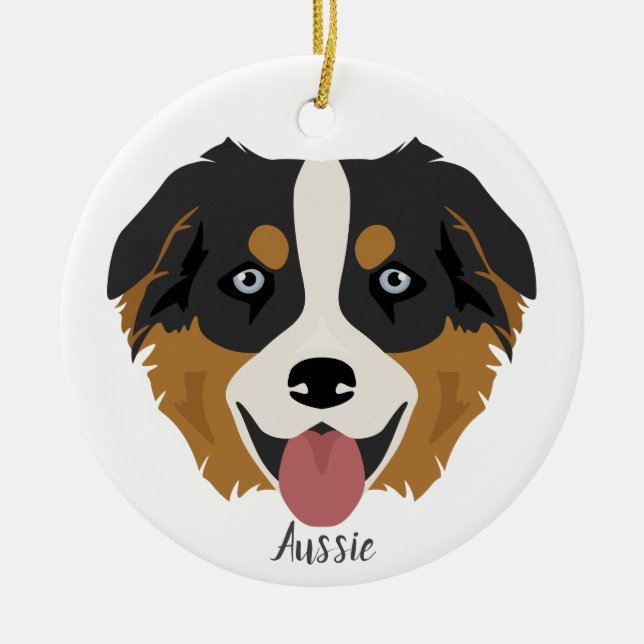 Aussie, Australian Shepherd Christmas Ornament (Front)