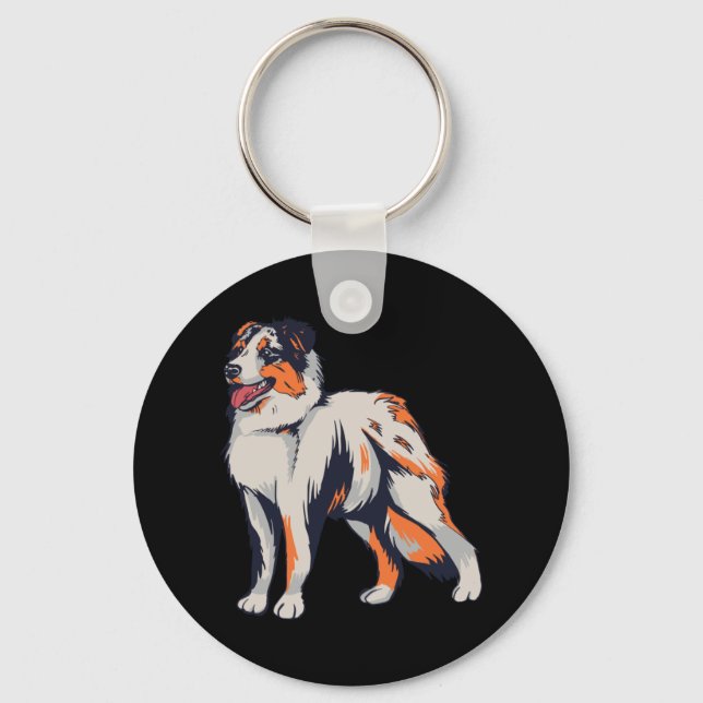 Aussie - Australian Shepherd Dog  Keychain (Front)