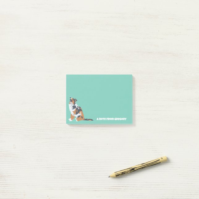 Aussie Australian Shepherd Dog Personalized Post-it Notes (On Desk)