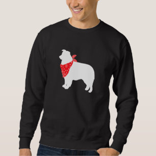 Aussie Australian Shepherd Dog Wearing Red Bandana Sweatshirt