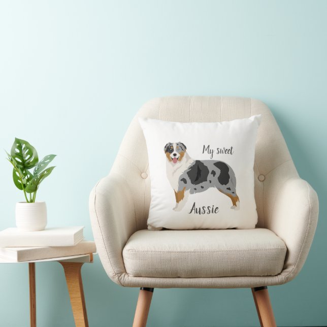 Aussie. Australian Shepherd Throw Pillow (Chair)