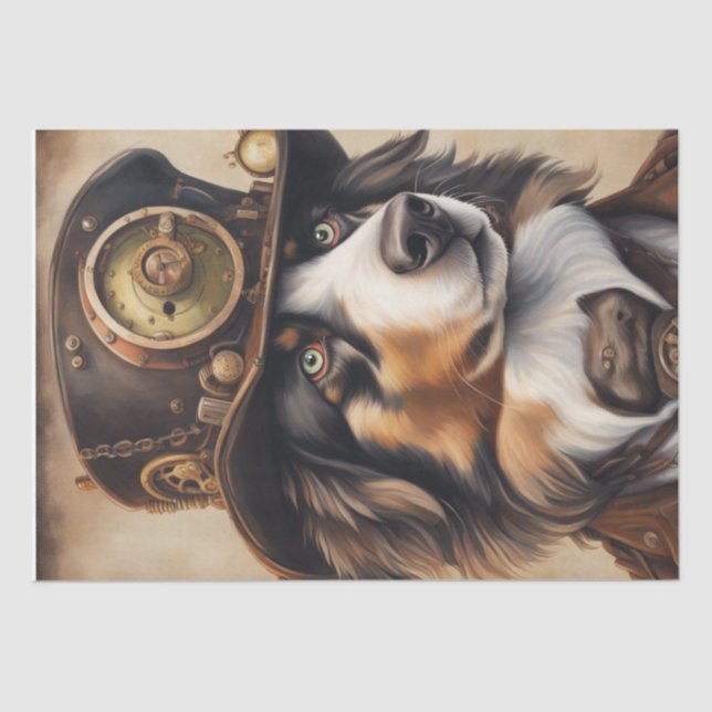 Aussie Aviator: Steampunk Shepherd Decoupage Tissue Paper (Front)