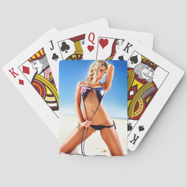 Aussie Bikini Babe playing cards (Back)
