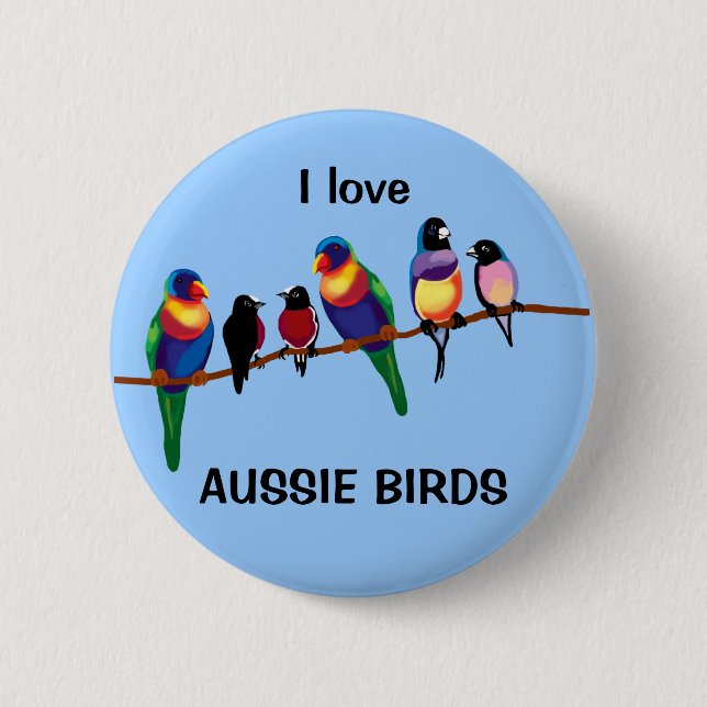 Aussie birds 2 inch round button (Front)