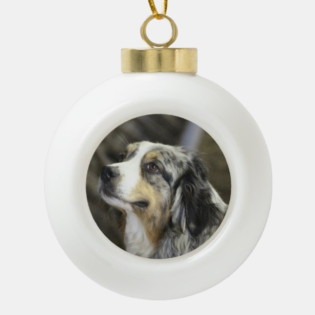 Aussie Ceramic Ball Christmas Ornament (Front)