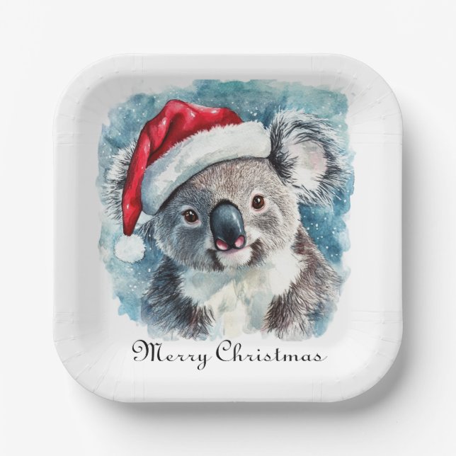 Aussie Christmas Cheer, Koala Bear custom Paper Plate (Front)