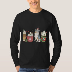 Aussie Coffee Latte Winter Christmas Dog Mom Holid T-Shirt