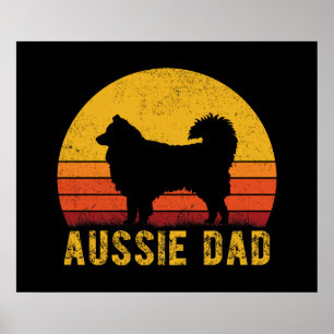 Aussie Dad Vintage Australian Shepherd Dog Gifts  Poster