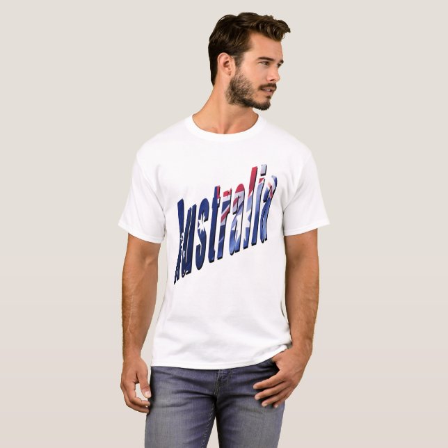 Aussie Dimensional Logo, Mens White T-shirt (Front Full)