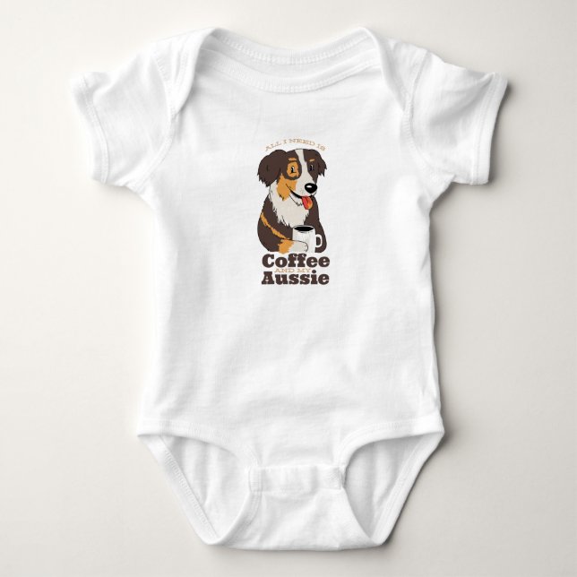 Aussie Dog Coffee Baby Bodysuit (Front)