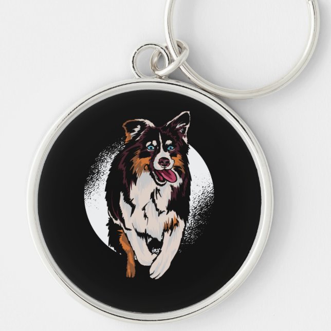 Aussie Dog Funny Cattle Paw Keychain (Front)