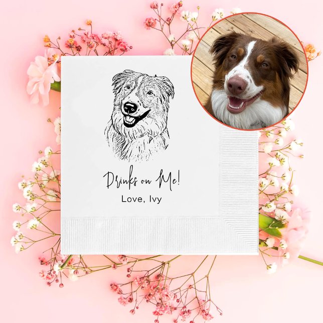 Aussie Dog Hand Drawing Personalized Napkin (Creator Uploaded)