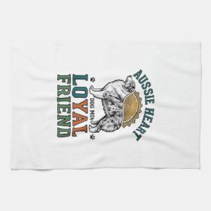 Aussie Dog Lover Vintage Engraved Shepherd Art_1 Kitchen Towel
