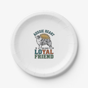 Aussie Dog Lover Vintage Engraved Shepherd Art_1 Paper Plate