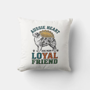 Aussie Dog Lover Vintage Engraved Shepherd Art_1 Throw Pillow