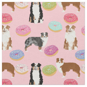 Aussie dogs and doughnuts pink fabric