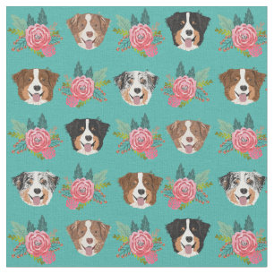 Aussie dogs and pink florals fabric