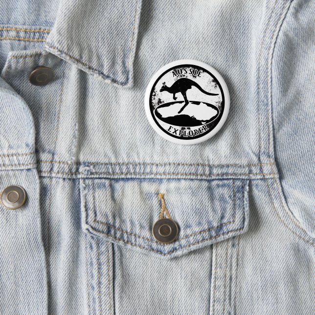 Aussie Explorer in grunge  2 Inch Round Button (In Situ)