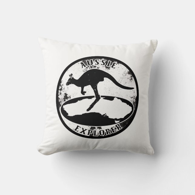 Aussie Explorer in grunge  Throw Pillow (Front)
