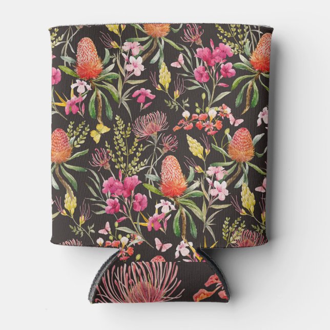 Aussie Flora: Tropical Watercolor Fusion Can Cooler (Front)