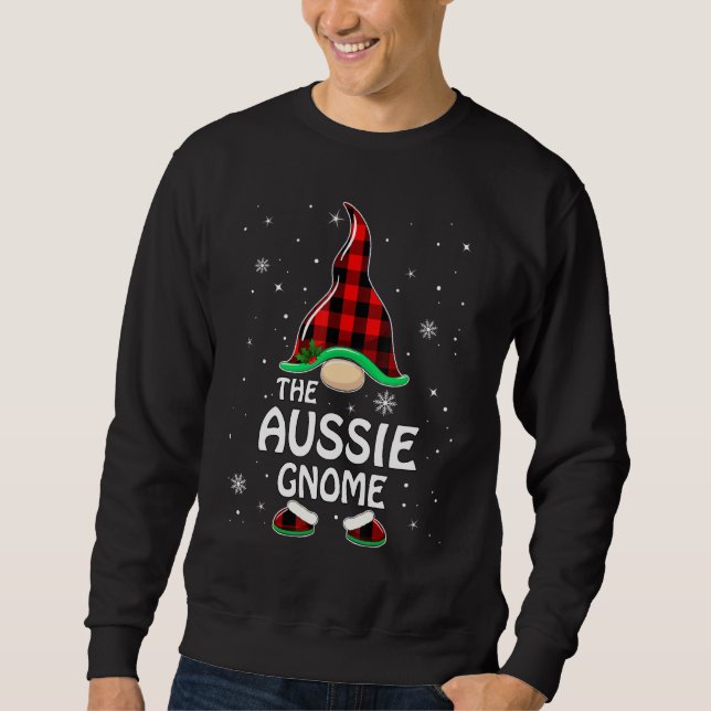 Aussie Gnome Buffalo Plaid Matching Family Christm Sweatshirt (Front)