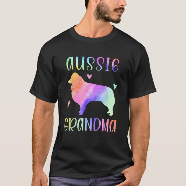 Aussie Grandma Australian Shepherd Nana Rainbow Wa T-Shirt (Front)